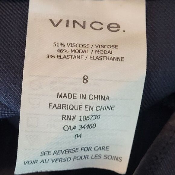 Vince High-rise Wide Leg Dress Pants 8 Navy Trouser Stretch Flat Front Side Zip - Picture 8 of 11